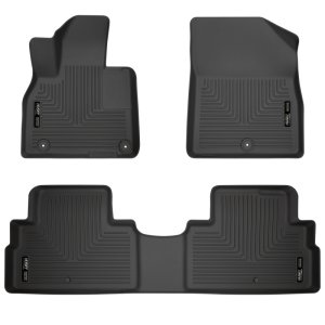 Hyundai Palisade Floor Liners - Front + Rear - Husky Liners - Weatherbeater - Black - `20-`22